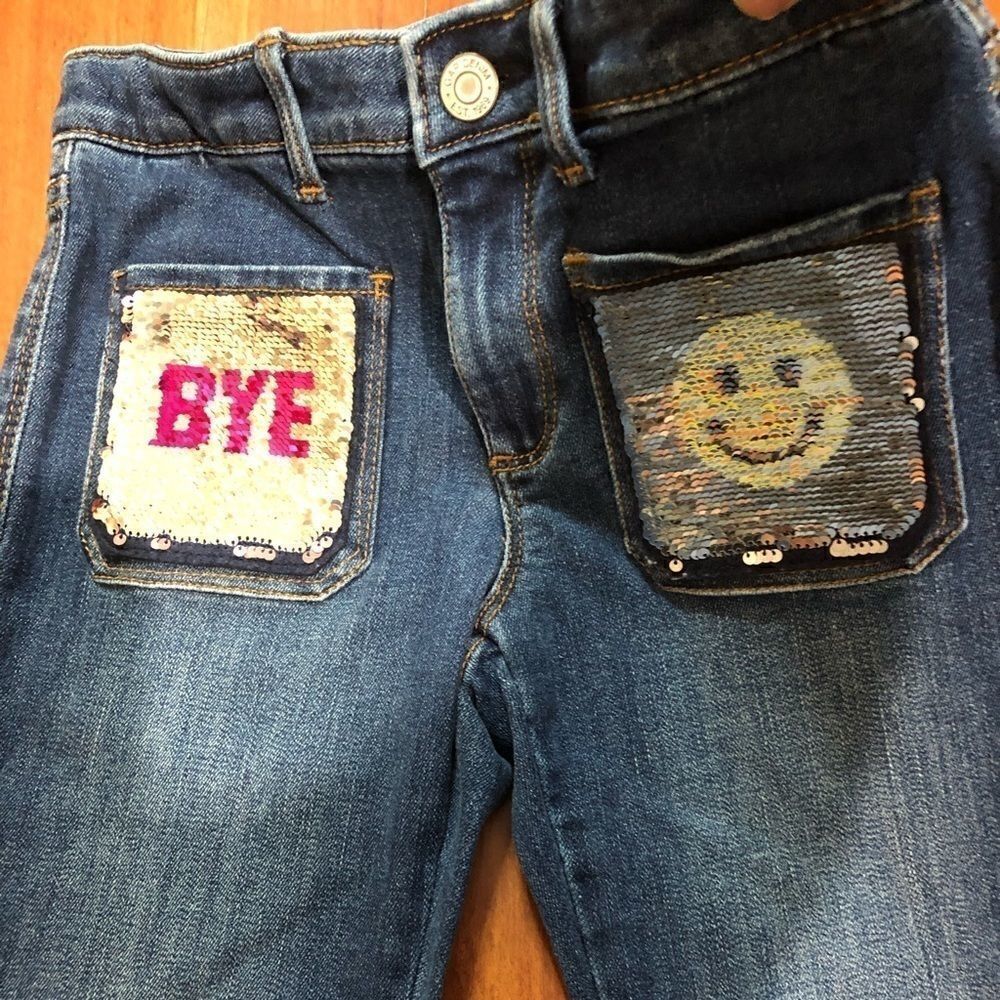 Gap Girls Denim Hi/Bye Flip Sequin Front Pockets Skinny Jean - Picture 10 of 15